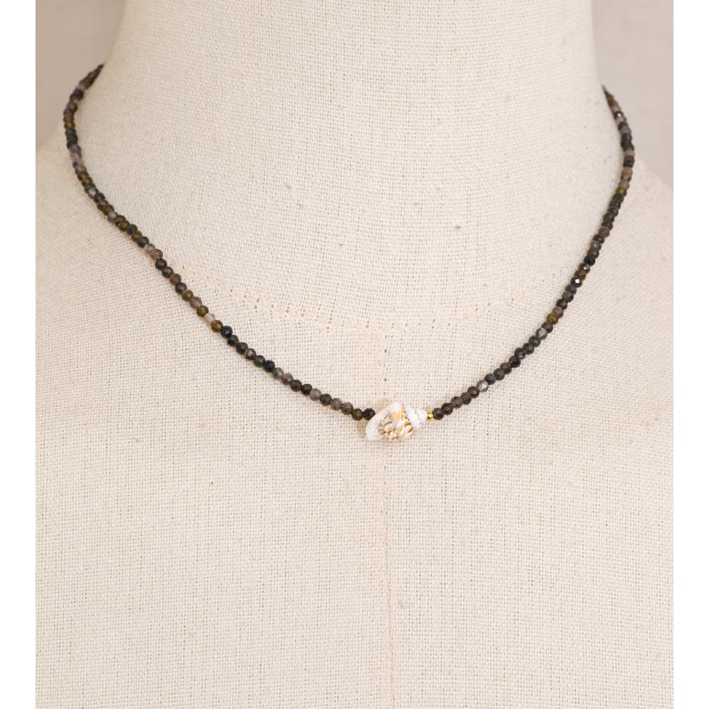 Yhpup Edelstahl Muschel Anhänger Halskette Handgefertigter Schmuck Weiß Grau Kristall Perlenkette Sommer Halsband Günstiger Schmuck