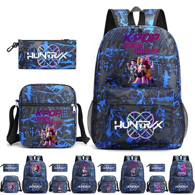 3Pcs/set Anime Printed Backpack with Shoulder Bag Pencil Case for Teenager Student Boy Girl School Bag Large Capacity Bookbag Kid Gift Mochila