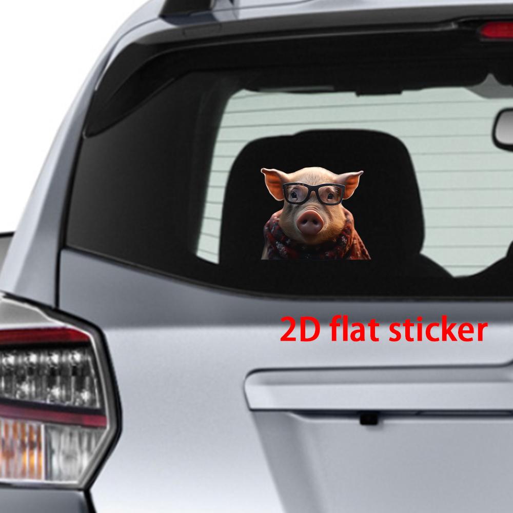 1PC 2D Flat Stickers Pig Animal Car Stickers Luggage Refrigerator Wall Stickers Laptop Toilet Stickers