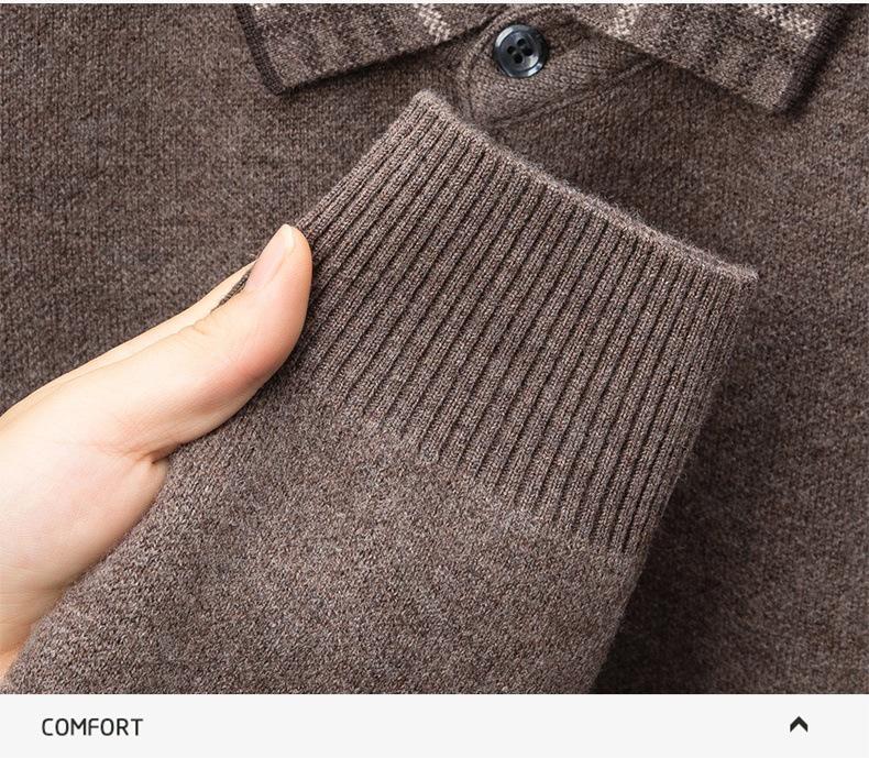 New Arrivals: Men's 100% Pure Wool Thickened Pullover - 400g Winter Sweater for Middle-Aged and Elderly