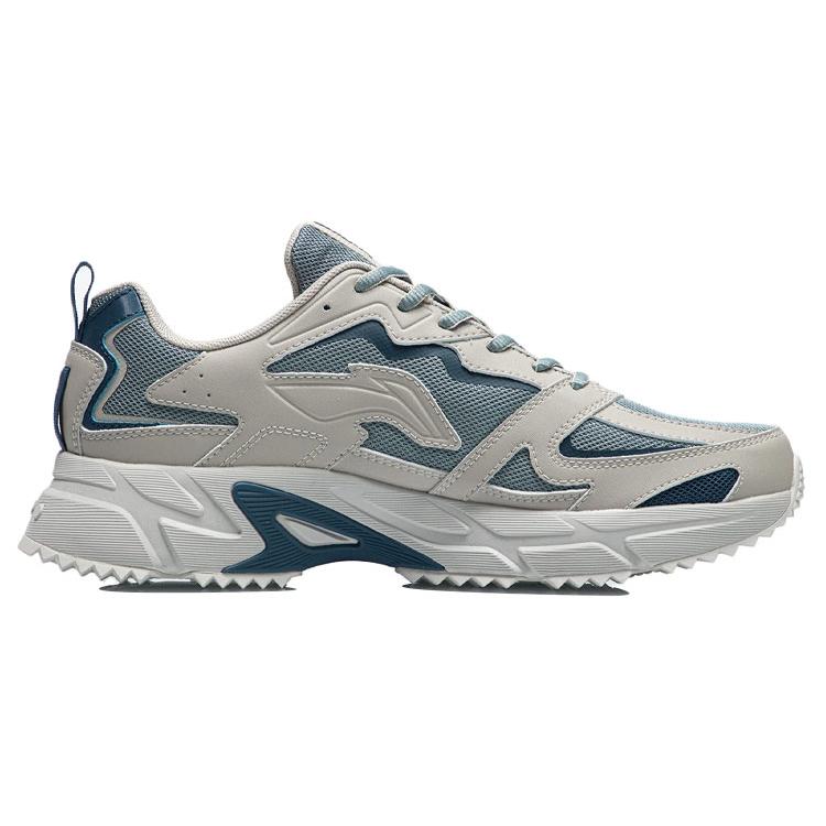 Li Ning Versatile Slip Resistant, Abrasion Resistant, Breathable, Rebound Low Top Sprint Running Shoes Men's Gray Green ARLQ001-5