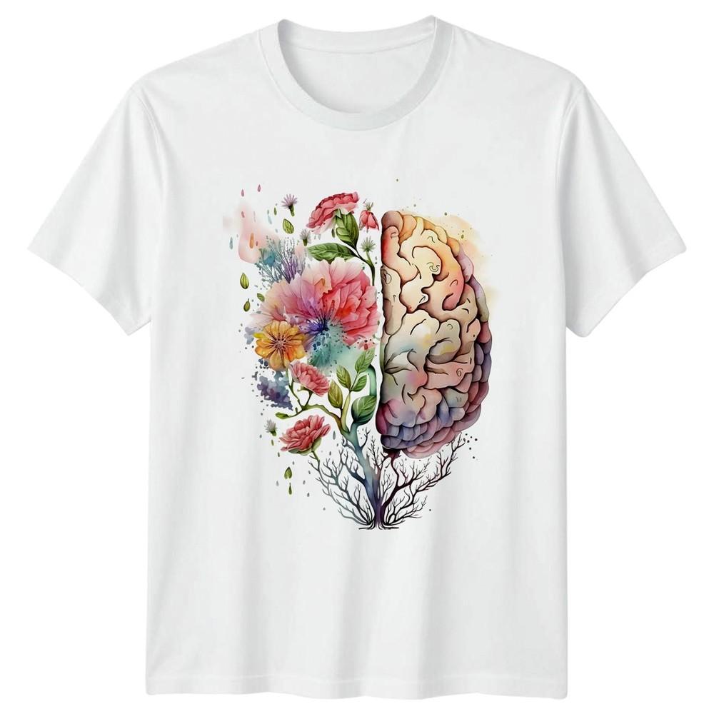 Floral Brain Art Unisexs TShirt Wellness Unisextal Health Christmas Gift For Her S