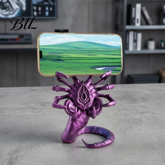 Creative Cell Phone Accessory 3D Printed Sci-Fi Horror Holder, Novelty Stable Smartphone Stand, Mount Compact Collectible Ornament for Video Calls And