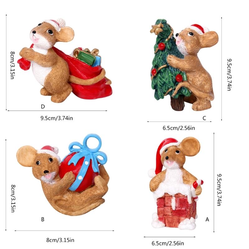 Charm Mouse Resin Decoration Mouse Sculpture for Adding Festival Touch to Home or Office Miniature Christmas Models