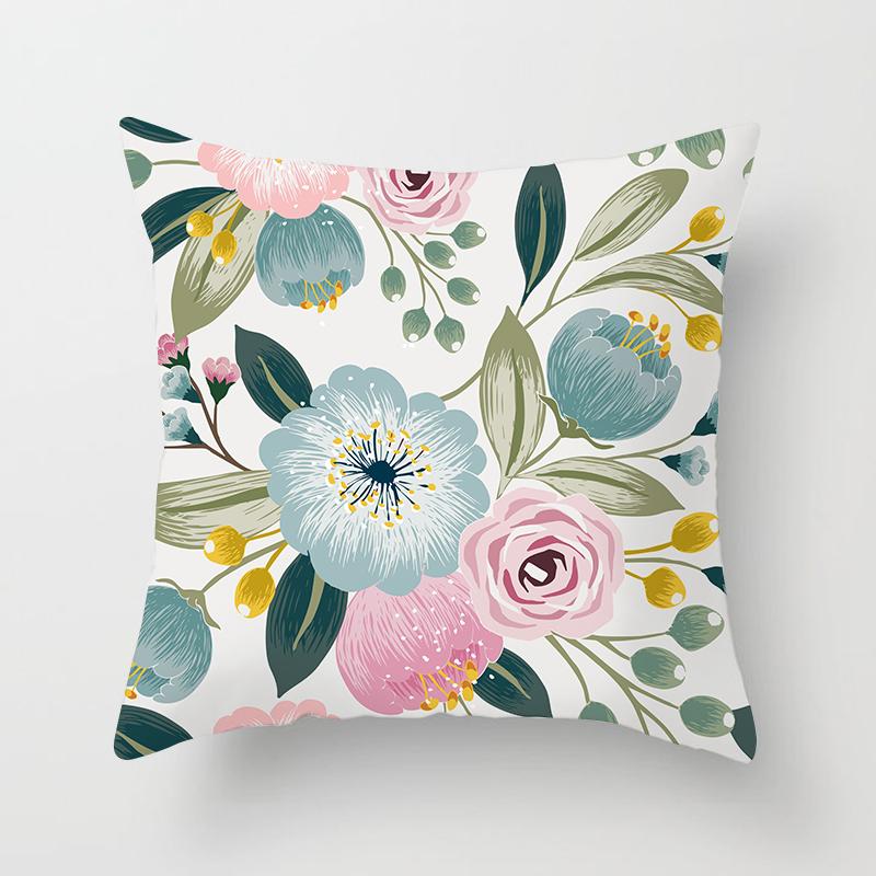 Abstract Floral Pattern Pillowcase Vintage Watercolor Floral Bird Cushion Cover Home Sofa Car Office Party Decor Accessories