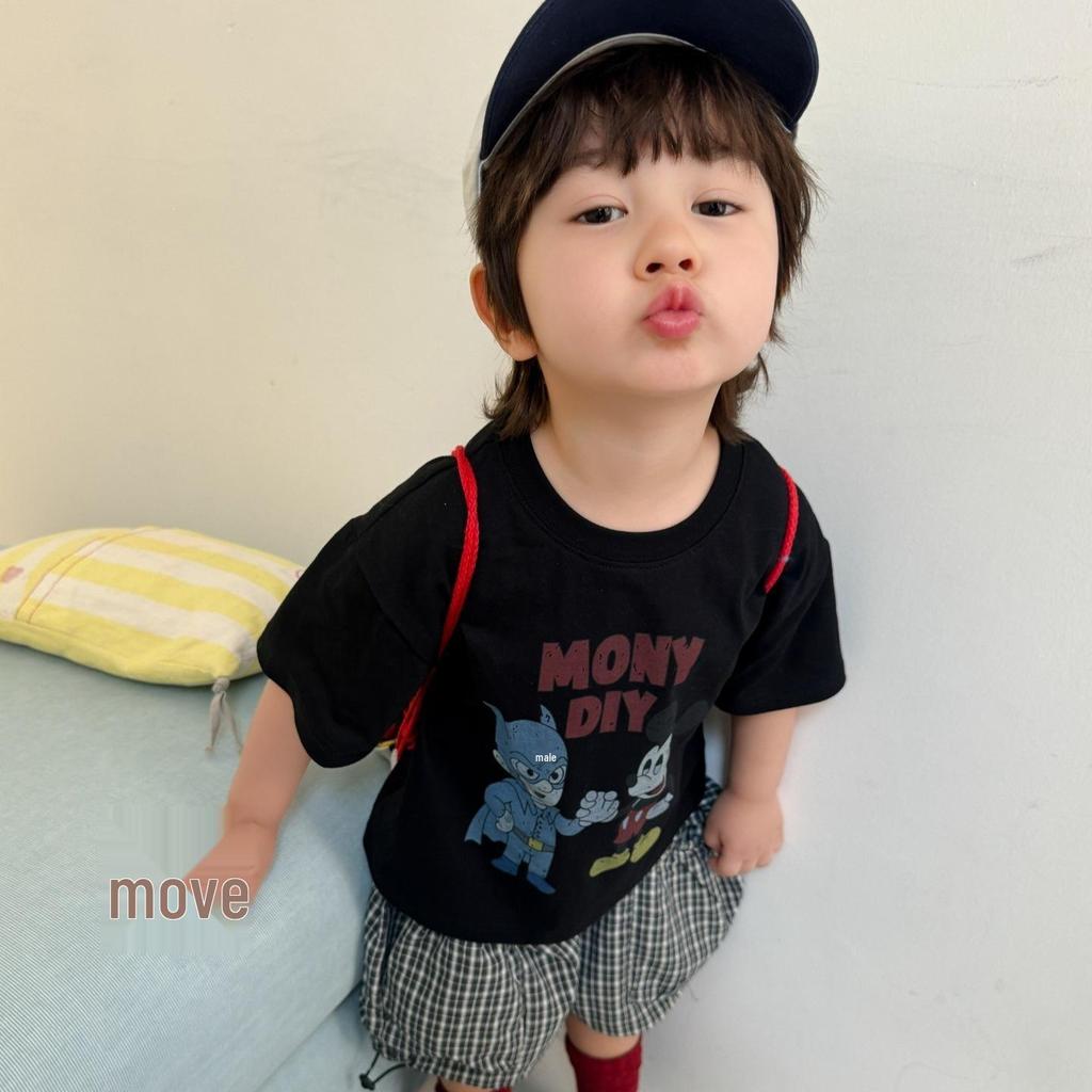 New Summer Cartoon Print T-shirt for Boys & Girls – Available in Small & Large, Korean Style, Short Sleeve