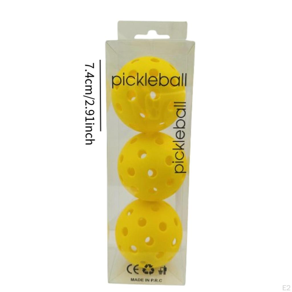 3x Pickleball Balls Pickle Practice Competition Tournament Pickleballs Yellow