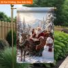 2D Flat - 2D Flat Printing Garden Flag 1pc, Christmas Sleigh Snowman Reindeer Durable Single-Sided Print Yard Flag, Garden & Home Holiday Decoration,