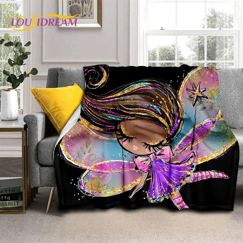 Cartoon Ballerina Fairy Cute Ballet Girl Blanket,soft Throw Blanket for Home Bedroom Bed Sofa Picnic Office Cover Blanket Kids