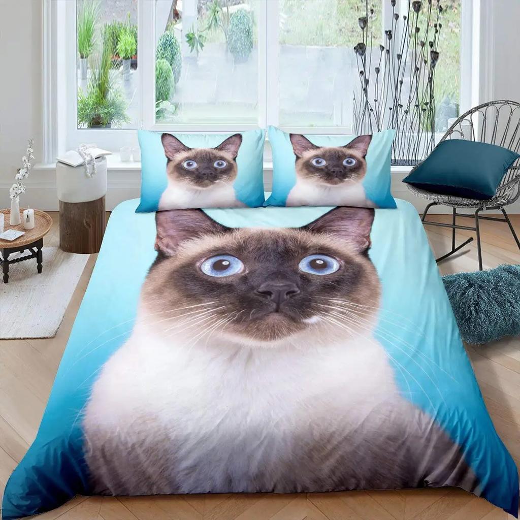 Pisică albă, flori, rege, husă de pilotă, set de pat pentru pisici