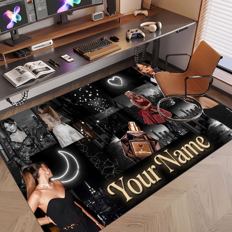 Custom Name Crystal Velvet Rug,Ayliva Comfortable Anti Slip Floor Mat For Room Decoration