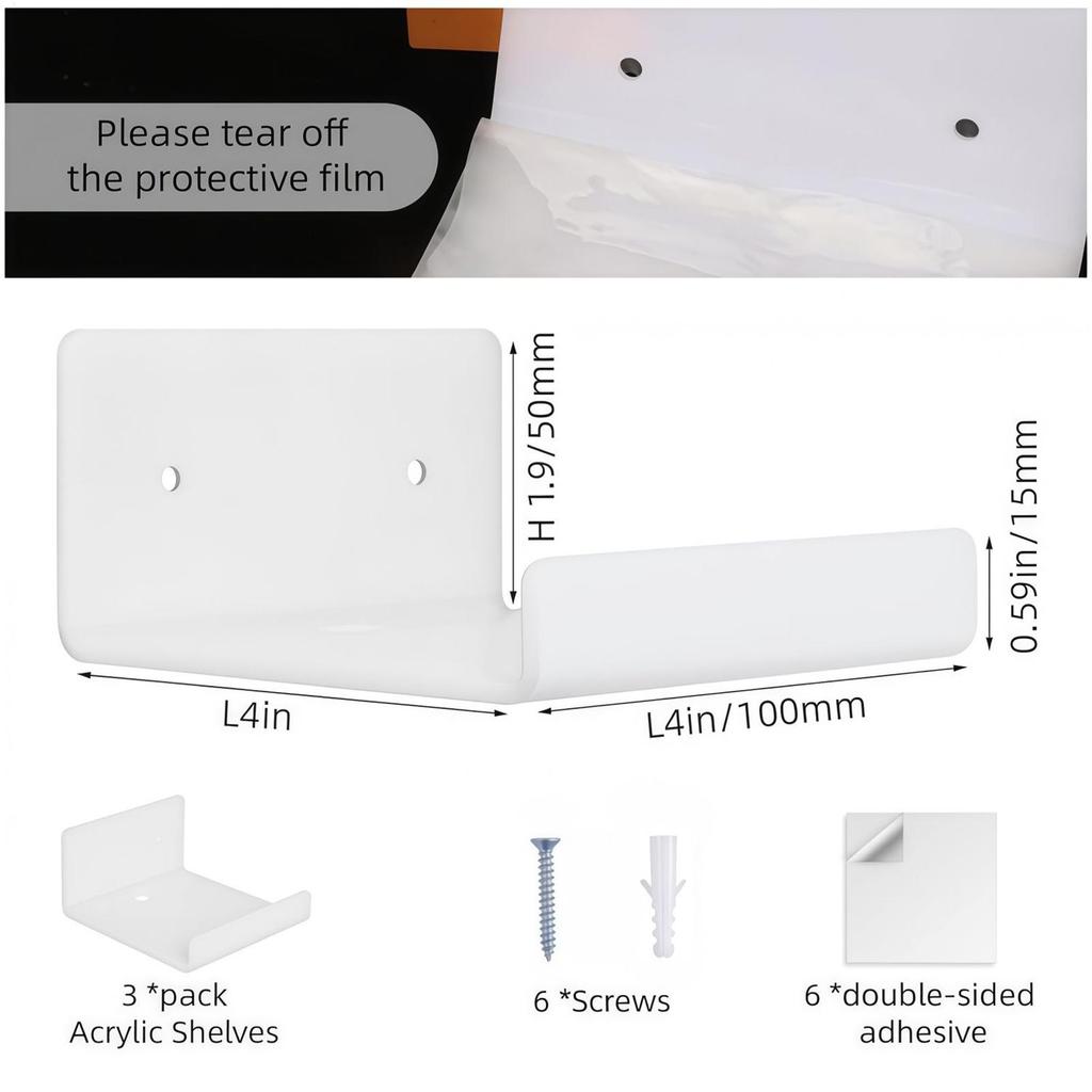 Acrylic Storage Rack Wall Panel No Need To Drill Holes Bathroom Bathroom Kitchen Storage Rack Organic Glass Strong Sticker