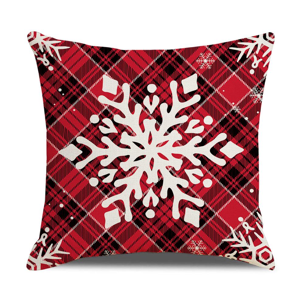 Linen New Christmas Pillow Cover Twill Red and Black Grid Series Pillow Cover Holiday Decoration Home Cushion Cover