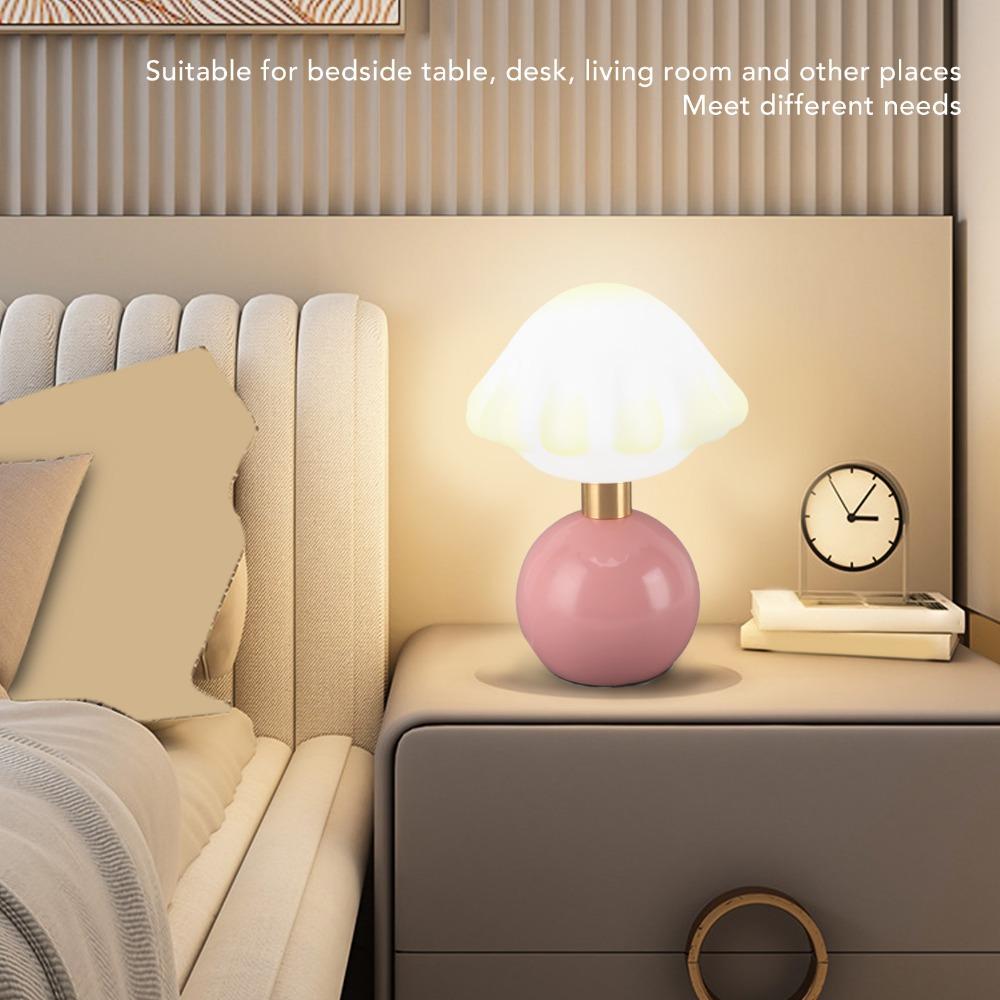 Dimmable 3 Color Temp Table Lamp Mushroom Desk Night Light Aesthetic LED Table Lamp  Bedside