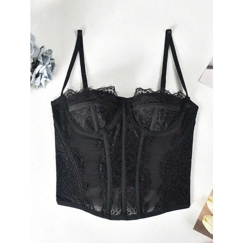 

Сексуальный укороченный топ с кружевной отделкой, облегающий, на бретелях, сборки на груди, верхняя одежда, уличный стиль XS чёрный