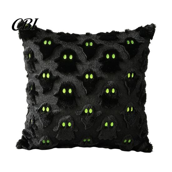 Halloween Party Supplies Ghost Cushion Cover, Plush Embroidered Throw Pillow 18x18 Cute Cover Inch Case for Home Sofa Bed Decor Holiday Covers