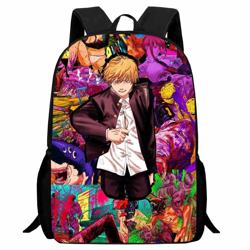 Printed Two-Dimensional Chainsaw Man Schoolbag, Primary School Student Cartoon Chaaw Man Backpack