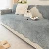 Solid Color Sofa Cover Mat Simple Warmth Sofa Cushion for Living Room Short Plush Warm Couch Protector Universal Anti-slip