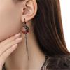 Red Crescent Asymmetrical Tassel Earrings, Niche Personality Neutral High-end Sweet and Cool Jewelry