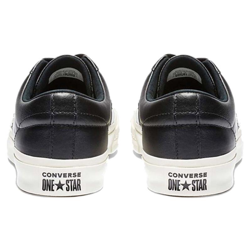 Converse One Star Leather Retro Casual Non-slip and Abrasion Resistant Low-Top Board Shoes Unisex Black and White