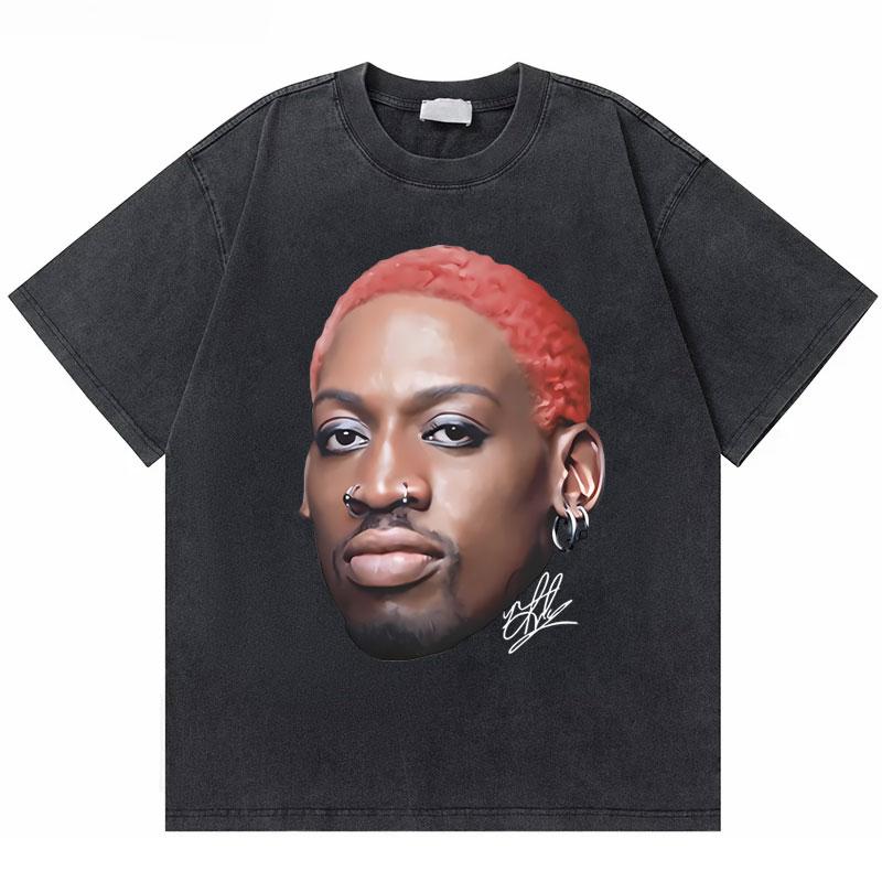 2026 Hot Sale Washed Vintage The Worm Dennis Rodman I'm Back T-shirt Men Women Fashion Hip Hop Oversized T Shirts Male Rock Retro Streetwear