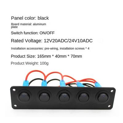 Waterdicht 5-weg Rond Dashboard Schakelaar Paneel Voor Camper Schip Jacht Marine Auto Marine Schip Rood