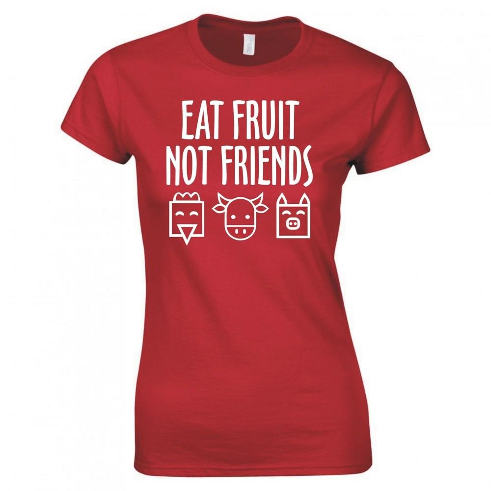 Vegan Eat Fruit Not Friends Ladies Skinny Fit TShirt S