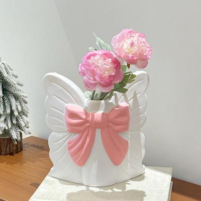 Schmetterling Vinyl Blumenvase Modernes Schleifenknoten Blumenhalter Behälter Heim Büro Tisch Mittelstück Dekorative Blumenvase
