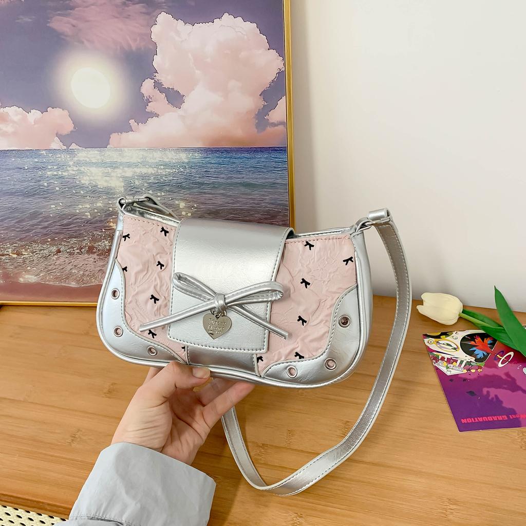 Bow Summer Niche Two-dimensional Messenger Bag Shoulder Bag Color Matching Underarm Bag New Large Capacity