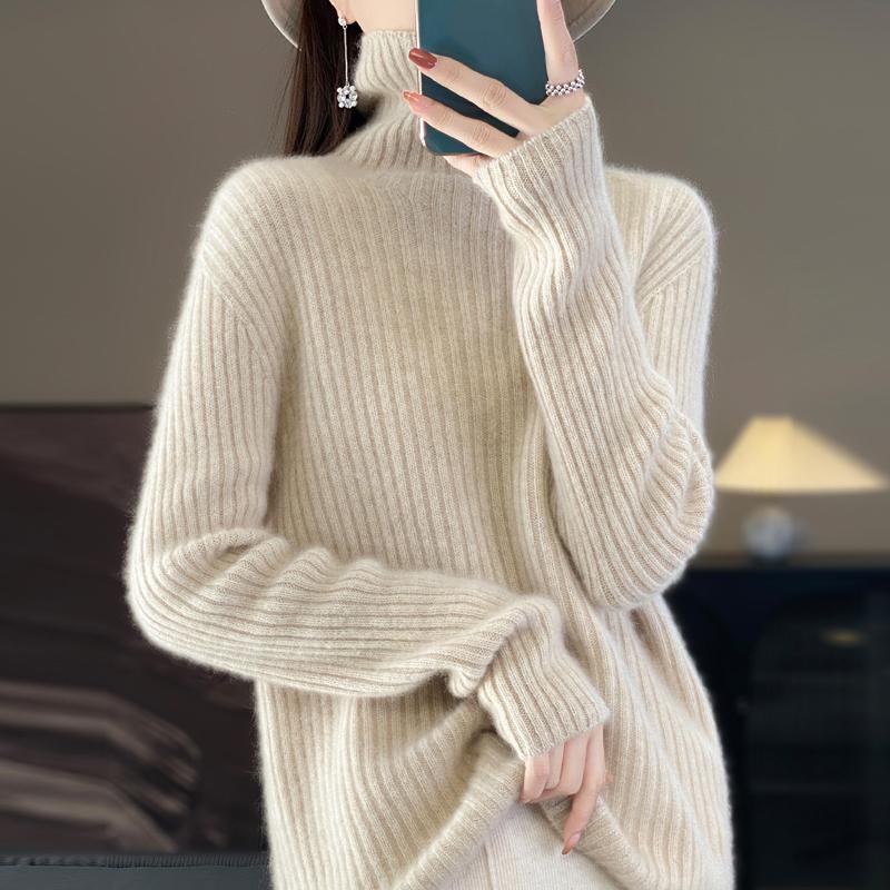 Women Sweater 100% Wool MODERN NEW SAGA Turtleneck Knit Pullover Thick Winter Jumpers Female Knit Tops