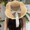 Summer New Style Bow Big Brim Straw Hat Women's Sunscreen Sunshade Beach Hat Fashion Rough Edge Bucket Hat