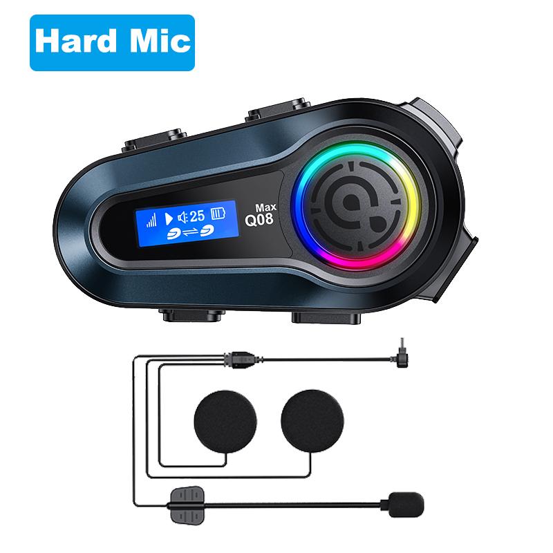 Q08 Max Motorcycle Helmet Bluetooth Intercom Summer LCD HD Digital Display Music Sharing Intercom Distance 500 Meters Waterproof