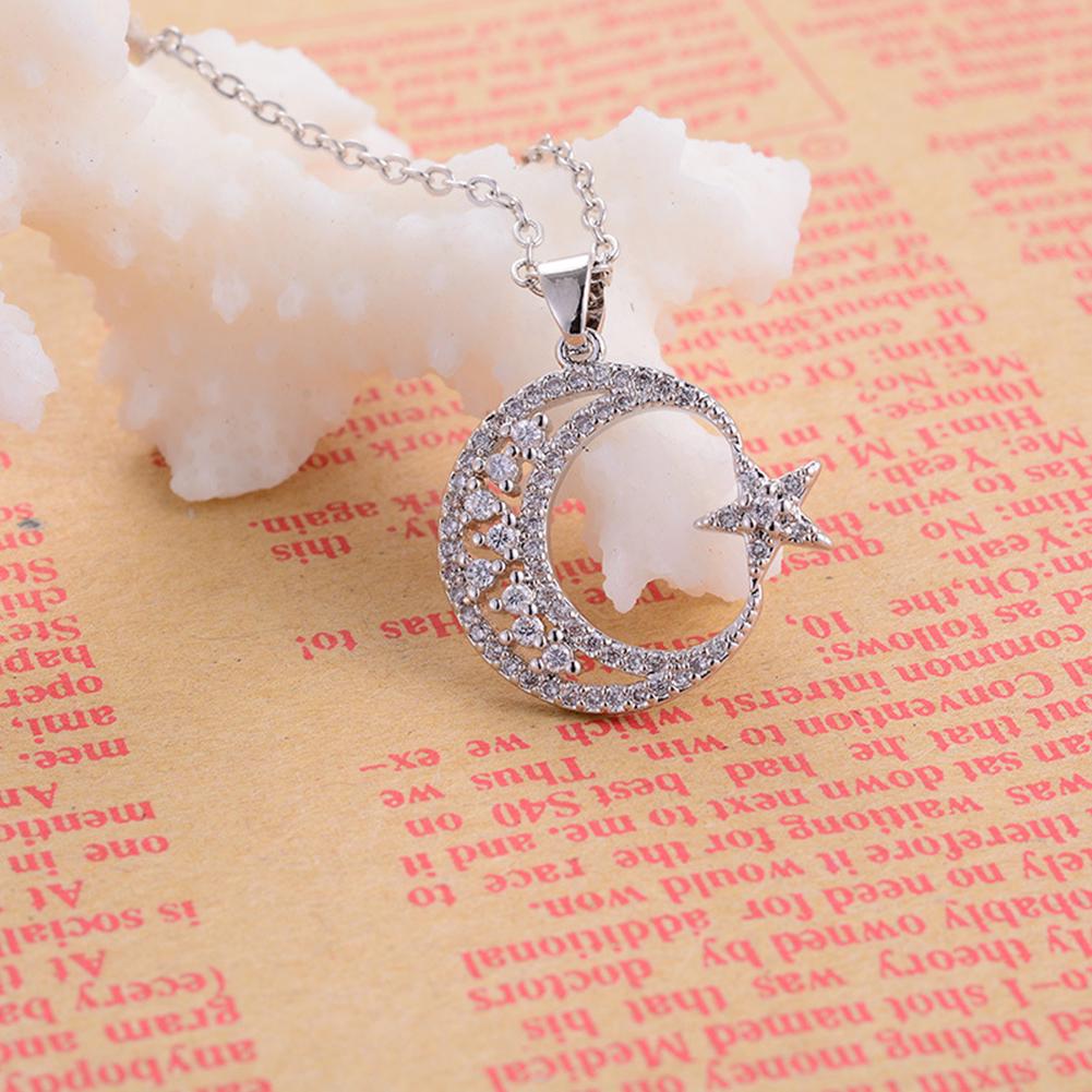 BLUELANS NECKLACE Wonderful Moon Star Chain Necklace Jewelry Cubic Crescent Pendant Women Present