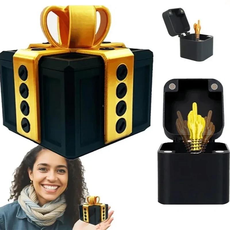 The Annoying Present with Middle Finger in A Box Gift Box with Screws Prank Surprise Pop-Up Novelty Funny Gifts for Adult Toys