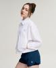 Leijibi Cool Touch Airlight Crop Loose Fit Women'S Zip-Up Rash Guard White