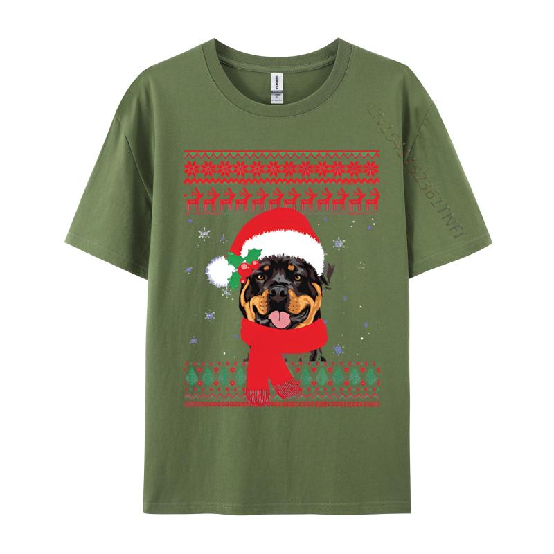 Graphic T Shirts Men Cotton Ugly Christmas Rottweiler Santa Hat Tshirt Mens Tshirt Premium Quality Unique Art Tees