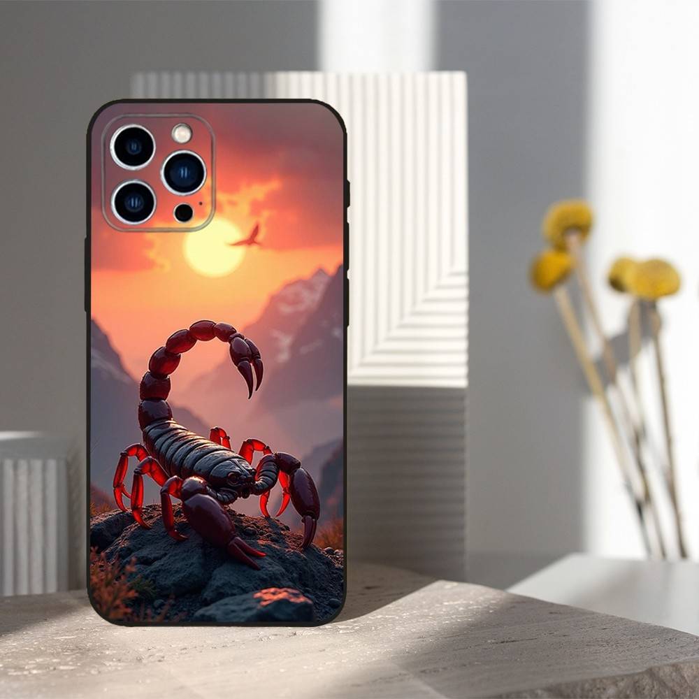 

Cool Art Animal Scorpion For iPhone 8,7,11,12,15,14,13,16,17,Plus,Pro Max,XS,X,XR,SE,Mini,Soft Silicone Black Case iPhone13PRO