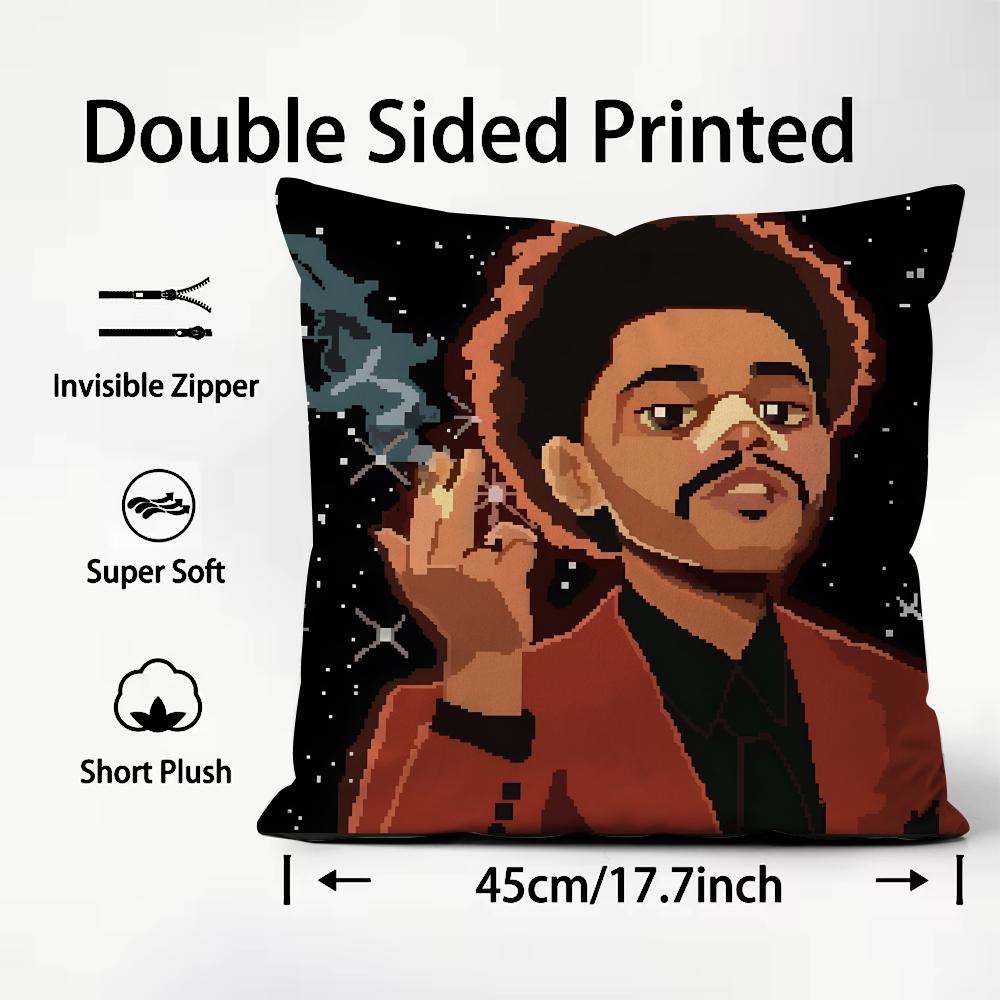 TThe WeekndD Singer Cushion Cover Plush Fabric Soft DoubleSided Printed Sofa Warm Winter Home Child Gift Pillow Case
