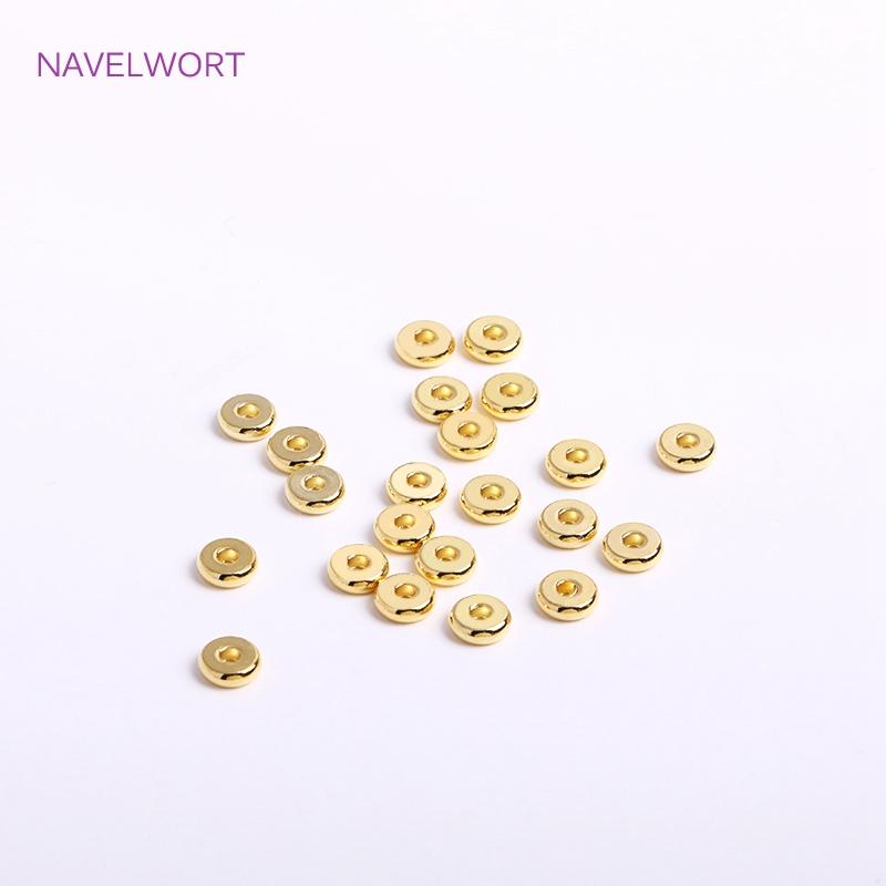 Trendy Round Spacer Beads For Jewelry Making Supplies,Brass Flat Loose Beads DIY Bracelet Necklace Making Accessories Wholesale