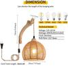 Rustic Wall Lamp with Plug in Cord Vintage Rattan Wall Light Lamp Fixture Farmhouse Sconces for Bedroom Bedside Living Room