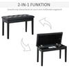 Sgabello per Pianoforte Imbottito in Ecopelle, Sgabello da Trucco, Panca, Seduta per Toeletta con Contenitore 76x36x50cm, Nero
