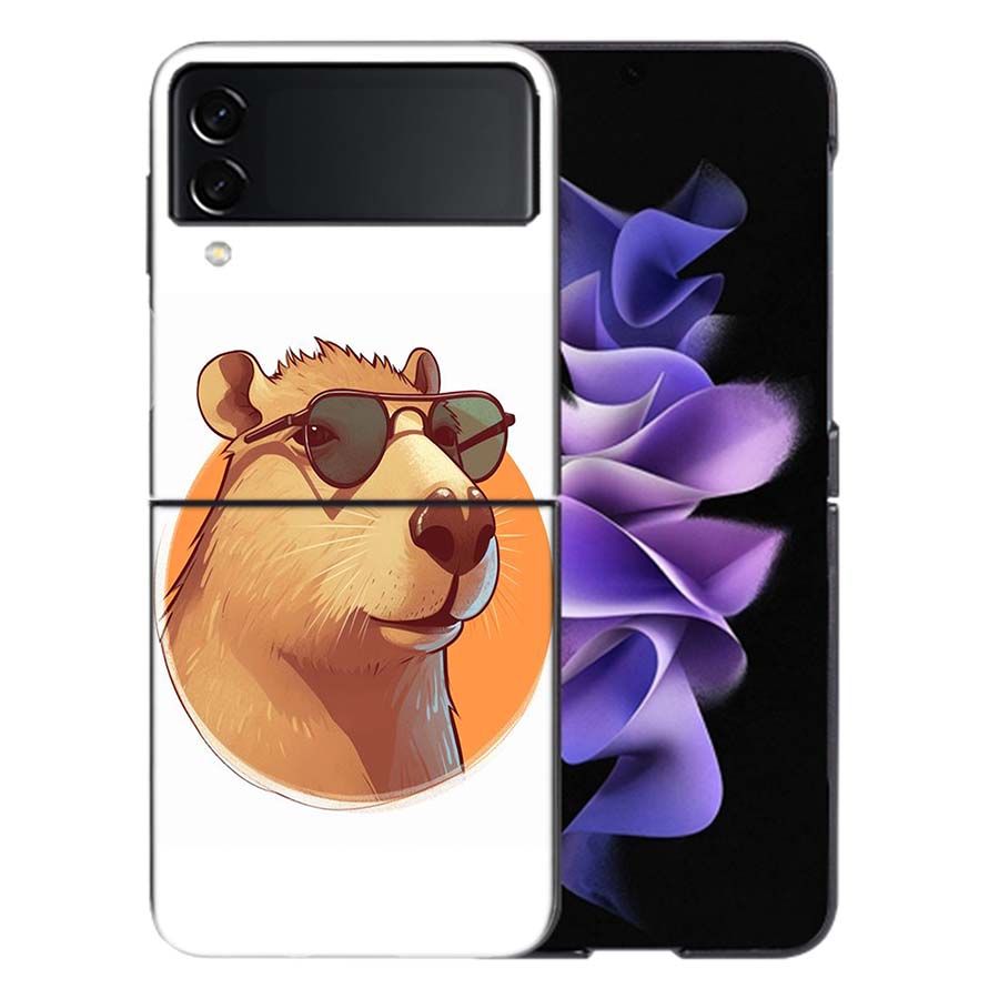 Cute Cartoon Capybara Coque For Samsung Z Flip7 6 Galaxy Case Shockproof Z Flip5 Z Flip3 4 5G Hard Cover Phone TPU PC Hard Fund