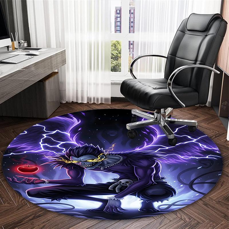 1pc D-Death Note  Carpet, Round Rug, Comfortable, Suitable for Entryways, Living Rooms, Office, And Bedrooms, Christmas Decoration
