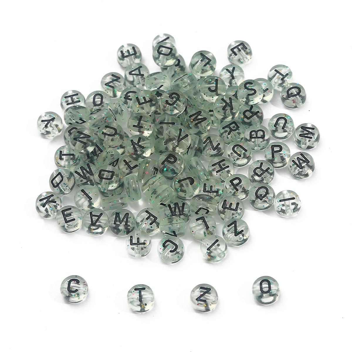 

100 шт. прозрачные бусины с буквами, подвески в виде алфавита, бусины «сделай сам», для браслета, ожерелья, изготовления ювелирных изделий чёрный
