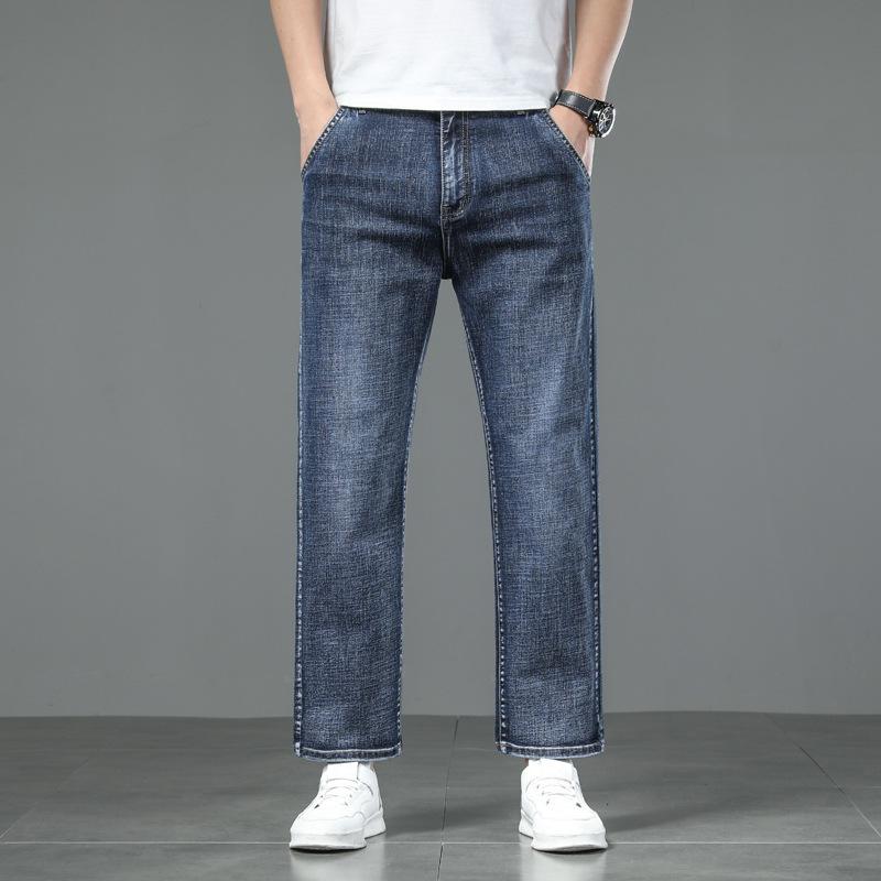 New Style Business Stretch Straight-Leg Plus Size Jeans for Men Loose-Fit Casual Trousers for Men Slim-Fit Cropped Trousers