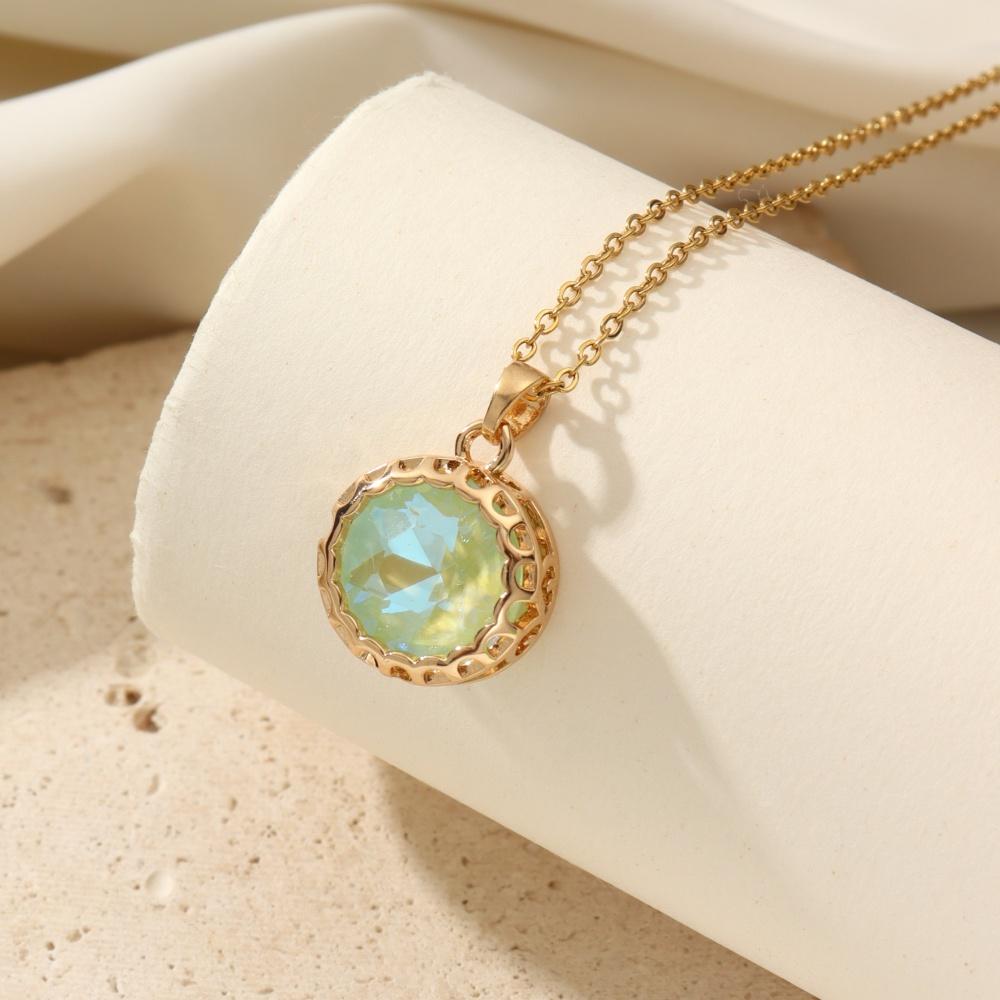1 Piece Trendy Colorful Round Pendant Necklaces for Women Gold Color Stainless Steel Necklace Jewelry Party Accessories