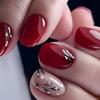 24 Pièces Feuille Autocollante pour Ongles Pailletées Faux Ongles Artificiels Courts Ovale Faux Ongles Brillant Press-On pour Femme Filles