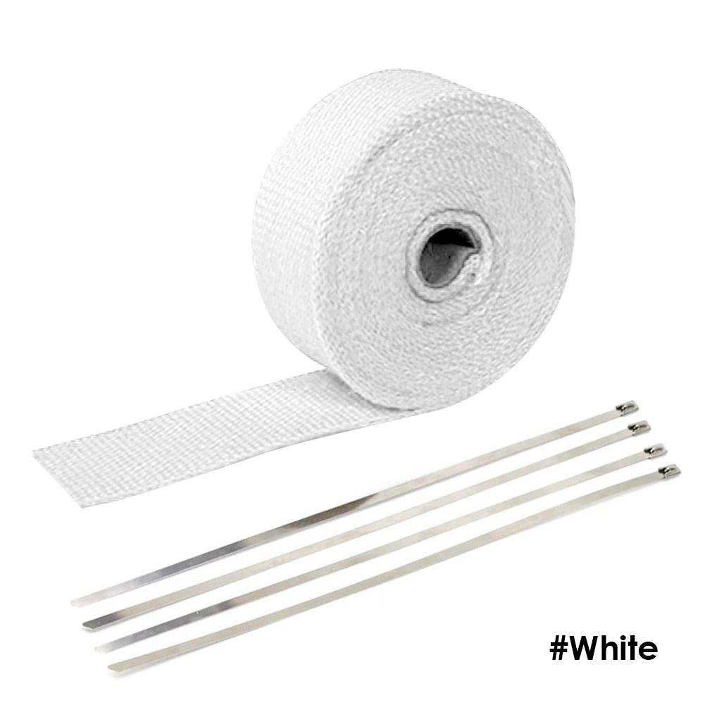 5M Roll Fiberglass Heat Shield Motorcycle Exhaust Header Pipe Heat Wrap Tape Thermal Protection Exhaust Pipe Insulate