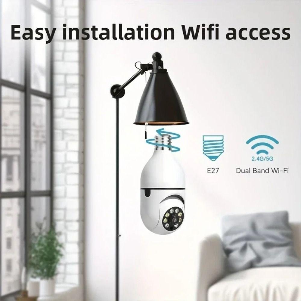 360 Degree Light Bulb Security Camera 5GHz WiFi Automatic Human Tracking Wireless WiFi Camera Screw In Design E27 Light Socket