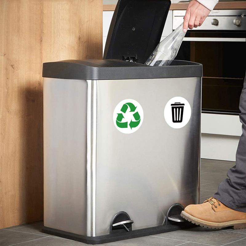 6Pcs Diameter 5Inch Pvc Recycle Trash Bin Sticker Vinyl Stickers Decals For Label Bins, Containers, Garbage Cans Home Decor